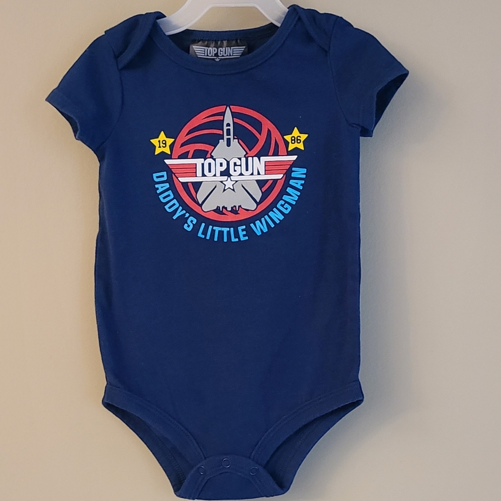Top Gun "Daddy's Little Wingman" navy short sleeved onesie/bodysuit